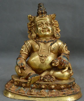 Old China Tibetan Buddhism Bronze Gilt Yellow Jambhala Wealth God Buddhas Statue 
Old China Tibetan Buddhism Bronze Gilt Yellow Jambhala Wealth God Buddhas Statue