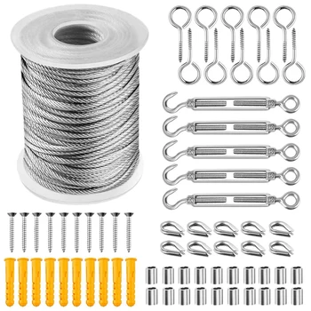 Stainless Steel Wire Rope Vinyl Coated Cable Turnbuckle Locking Device Snap Hook and Screws Outdoor Light Set 
Stainless Steel Wire Rope Vinyl Coated Cable Turnbuckle Locking Device Snap Hook and Screws Outdoor Light Set