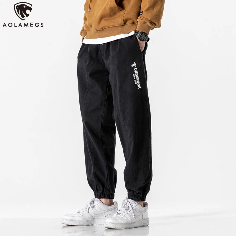 Aolamegs Men Pants Letter Embroidery Harem Pants Elastic Waist Solid Color High Street Casual Trousers All-match Streetwear
Aolamegs Men Pants Letter Embroidery Harem Pants Elastic Waist Solid Color High Street Casual Trousers All-match Streetwear
