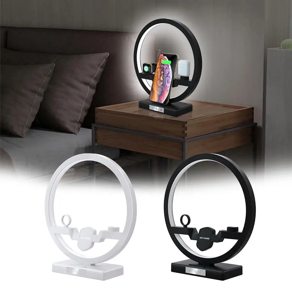 4-In-1 Wireless Charger Stand Lamp Touch Switch Wireless Charger Light for Airpods Wireless Headphones Watches For iphone XS 8