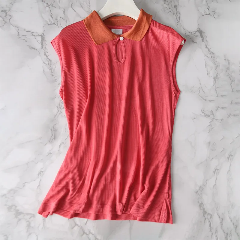 Knitted Silk Blouse 100% Natural Silk Women's elegant Sleeveless Shirts Summer orange Silk Tops Blouse for Women
Knitted Silk Blouse 100% Natural Silk Women's elegant Sleeveless Shirts Summer orange Silk Tops Blouse for Women