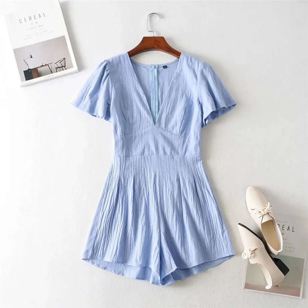 2020 spring and summer new women's fashion versatile show thin high waist short sleeve V-neck jacquard one pi
2020 spring and summer new women's fashion versatile show thin high waist short sleeve V-neck jacquard one pi