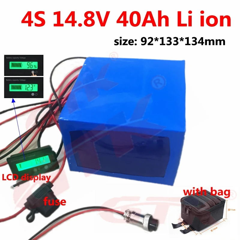 5pcs Rechargeable 14.8V 40Ah Lithium ion battery with fuse led indicator for LED garden light ebike scooter+5A Charger | Электроника