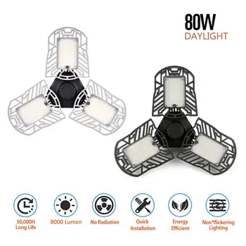 8000LM LED Industrial Lighting led lamp 144led E26 80W Deformable Garage Light Ceiling Lamps 85-265V Bulb Kit High Quality IP65 
8000LM LED Industrial Lighting led lamp 144led E26 80W Deformable Garage Light Ceiling Lamps 85-265V Bulb Kit High Quality IP65