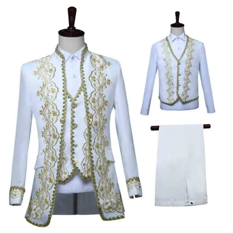 3 Piece Suit Deluxe White Black Vintage Medieval Fancy Blazer Vest Suit Groom Wedding Suit Male Halloween Costume Plus Size 3XL
3 Piece Suit Deluxe White Black Vintage Medieval Fancy Blazer Vest Suit Groom Wedding Suit Male Halloween Costume Plus Size 3XL