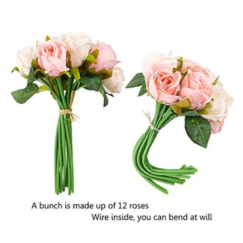 2 Pcs Handmade Rose Flowers Bouquet 24 Heads for Home Bridal Wedding Party Decoration MSU88 
2 Pcs Handmade Rose Flowers Bouquet 24 Heads for Home Bridal Wedding Party Decoration MSU88