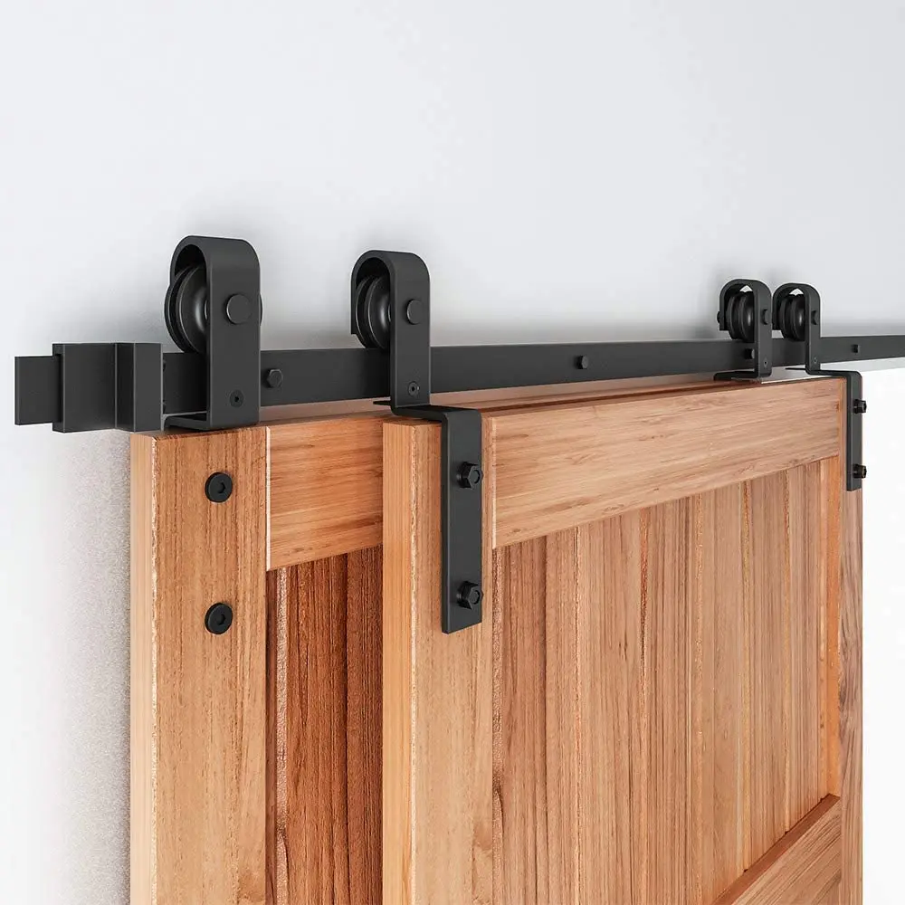 Bypass Double Sliding Barn Door Hardware Kit Single Track Fit 48" Wide in 5-12FT | Обустройство дома