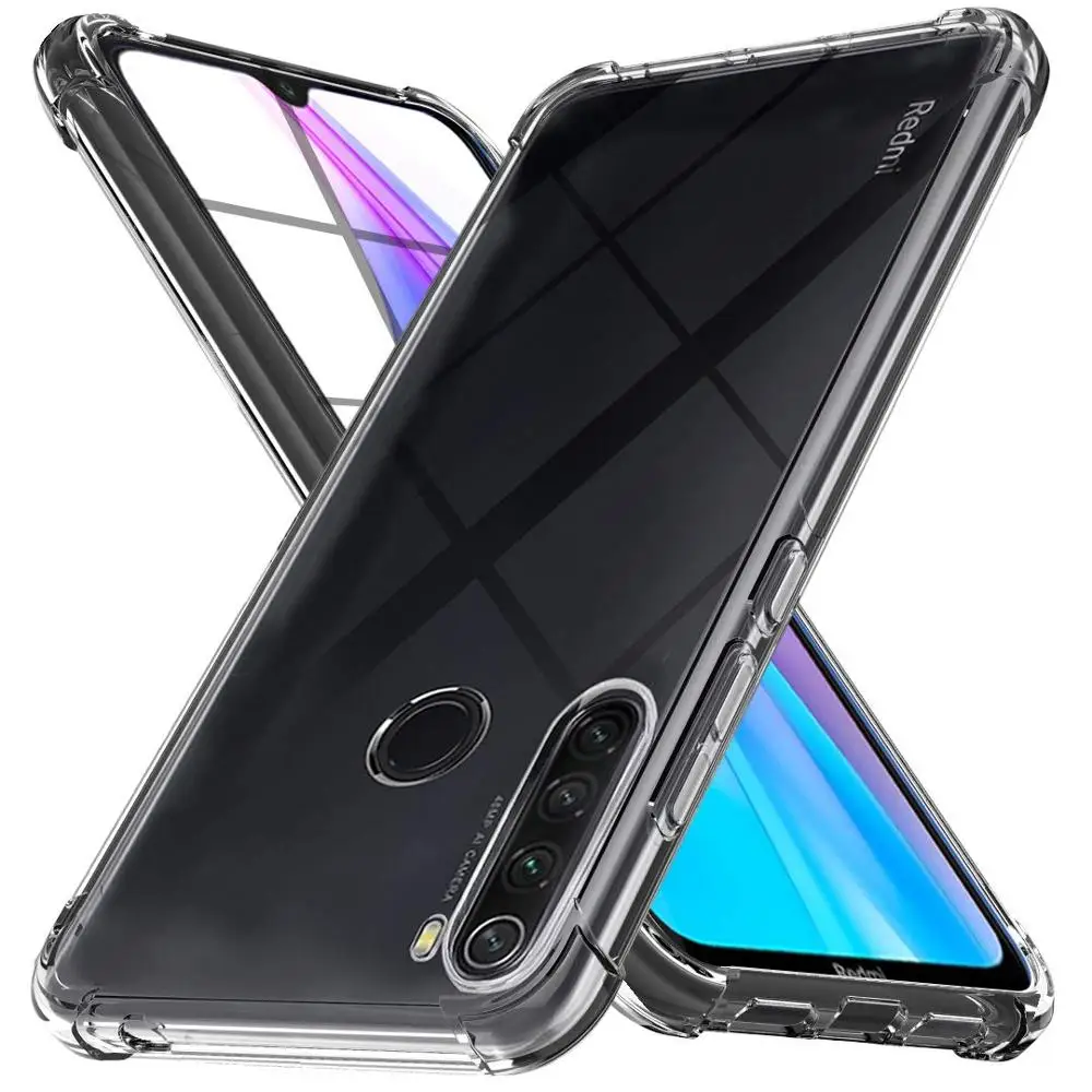 Прозрачный мягкий чехол для Xiaomi Redmi Note 8T силиконовый 8 усиленный угловой бампер на