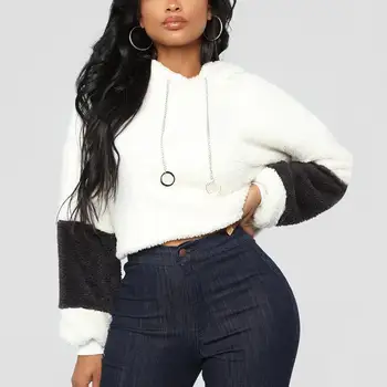 Cadena de empalme con capucha, manga larga, sudadera con capucha corta informal para mujer, top corto
Cadena de empalme con capucha, manga larga, sudadera con capucha corta informal para mujer, top corto