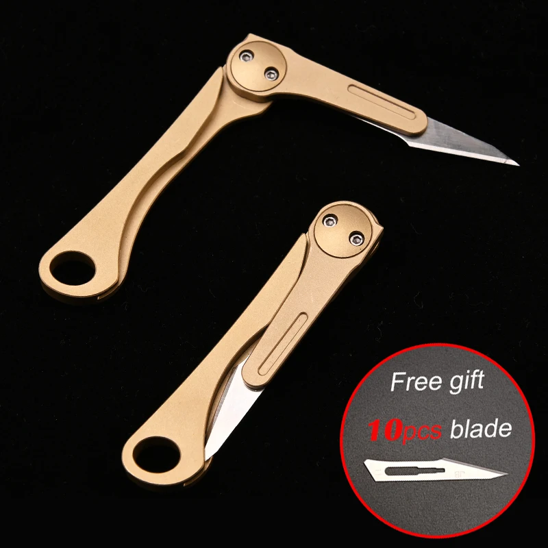 

2020 Brass Mini Folding Knives Outdoor Portable Removable EDC Pocket Knife Self Defense Survive Gadget Box Letter Peeling Opener