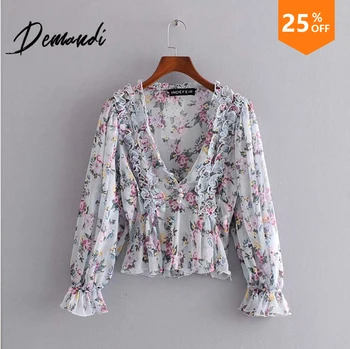 Demandi Europe and the United States 2020 spring and summer new ladies fashion wild V-neck was thin women's printed shirt
Demandi Europe and the United States 2020 spring and summer new ladies fashion wild V-neck was thin women's printed shirt