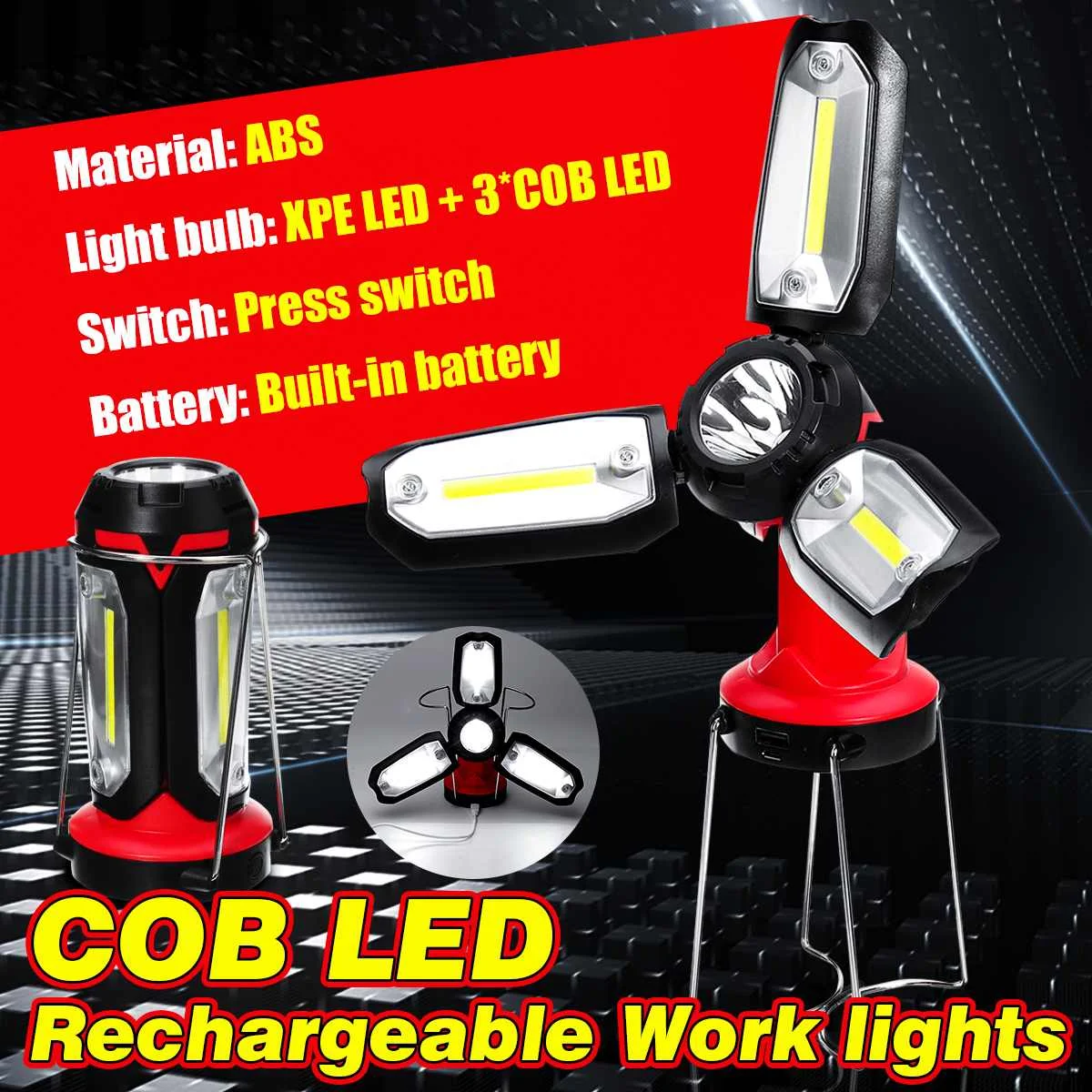Rechargeable LED COB Work Light Flashlight Multifunction Camping Hiking Emergency USB Portable Folding Outdoor Lighting Stand
Rechargeable LED COB Work Light Flashlight Multifunction Camping Hiking Emergency USB Portable Folding Outdoor Lighting Stand