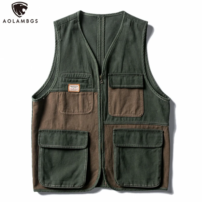 Aolamegs Men's Vest Japanese Sleeveless Waistcoats Armygreen Retro Patchwork Color Tank Loose Multi-pocket Tops Spring Summer
Aolamegs Men's Vest Japanese Sleeveless Waistcoats Armygreen Retro Patchwork Color Tank Loose Multi-pocket Tops Spring Summer