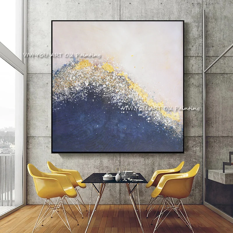 

Hand Painted Point Gold Shadow Frameless Best New Oil Paintings on Canvas Abstract Painting Wall Picture for Home Decoration