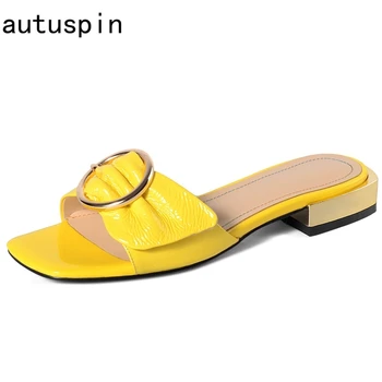 Summer Women Square Toe Outside Slippers 2020 New Genuine Leather Casual Shoes Female Pleated Design Low Heels Slides Plus Size
Summer Women Square Toe Outside Slippers 2020 New Genuine Leather Casual Shoes Female Pleated Design Low Heels Slides Plus Size