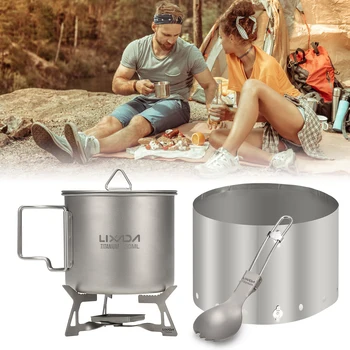 Lixada 4pcs Outdoor Camping Titanium Cookware Set 550ml Water Cup Mug Folding Solidified Alcohol Stove Spork Windshield Hiking
Lixada 4pcs Outdoor Camping Titanium Cookware Set 550ml Water Cup Mug Folding Solidified Alcohol Stove Spork Windshield Hiking