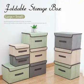2pcs/set Large And Small Size Non-woven fabrics Folding Storage Box Foldable Bins Organizer With Lids And Handles Storage Basket
2pcs/set Large And Small Size Non-woven fabrics Folding Storage Box Foldable Bins Organizer With Lids And Handles Storage Basket