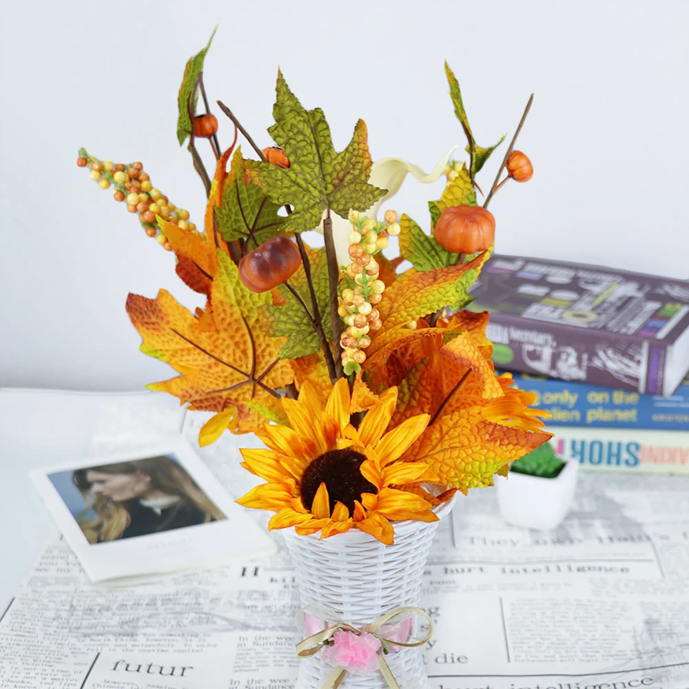 Artificial Sunflower Maple Leaves Bouquet Simulation Plant Cutting Fall Harvest Thanksgiving Floral Arrangement Home Party Decor
Artificial Sunflower Maple Leaves Bouquet Simulation Plant Cutting Fall Harvest Thanksgiving Floral Arrangement Home Party Decor