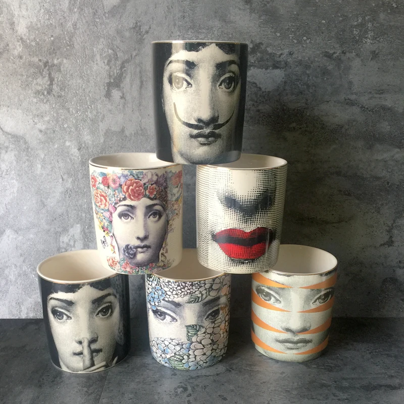 European Retro Fornasetti Candle Holder Ceramic Candle candelabra Lina Face Ceramic Storage Cans Jars Home Desktop Decoration
European Retro Fornasetti Candle Holder Ceramic Candle candelabra Lina Face Ceramic Storage Cans Jars Home Desktop Decoration