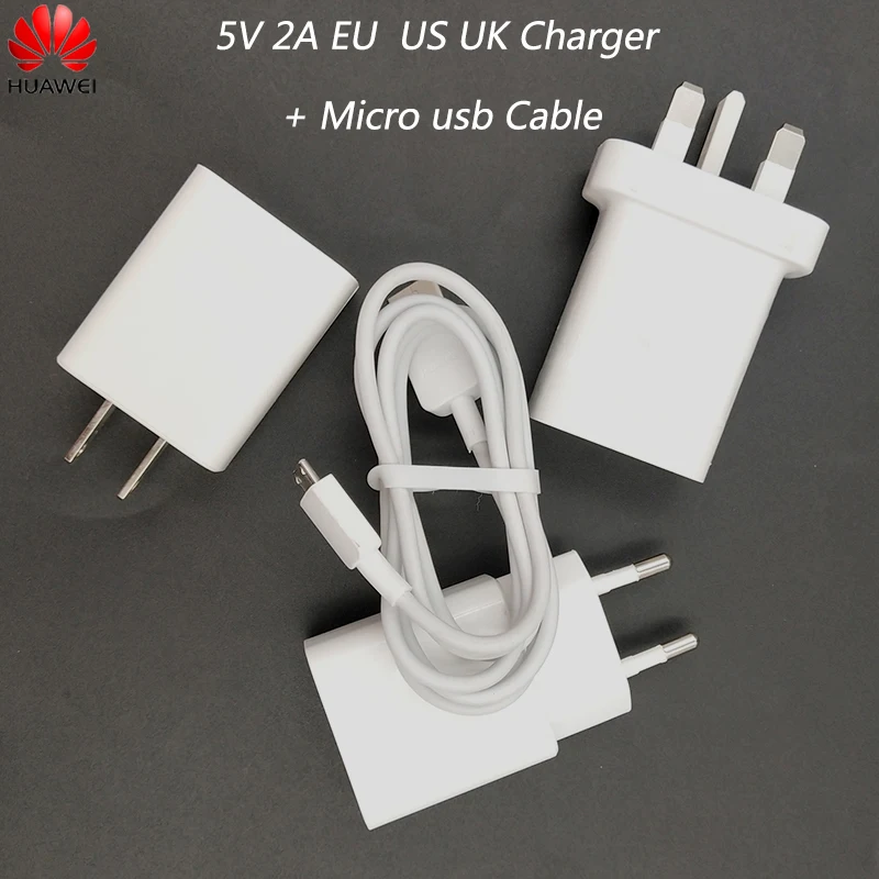 Huawei 5V2A Charger Original EU/US/UK Charge Power Adapter USB Micro Cable For P7 P8 lite Honor 8x 7x 9i y6 y7 y9 2019 Nova 3i | Мобильные