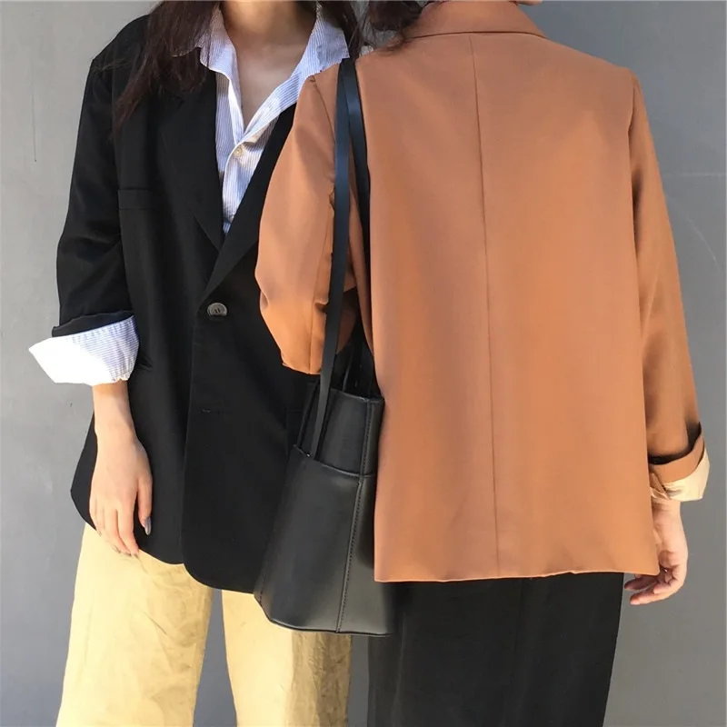 Early Spring Korean-style Simple Two-Button Casual Loose Tops Elegant Solid Color Long-sleeved Cardigan Students Suit Jacket Wom
Early Spring Korean-style Simple Two-Button Casual Loose Tops Elegant Solid Color Long-sleeved Cardigan Students Suit Jacket Wom