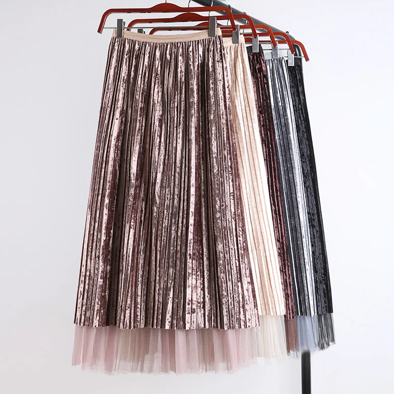 autumn winter flexible elastic waistband stretch high waisted midi pleated a line velvet tulle skirt for women womens skirts
autumn winter flexible elastic waistband stretch high waisted midi pleated a line velvet tulle skirt for women womens skirts