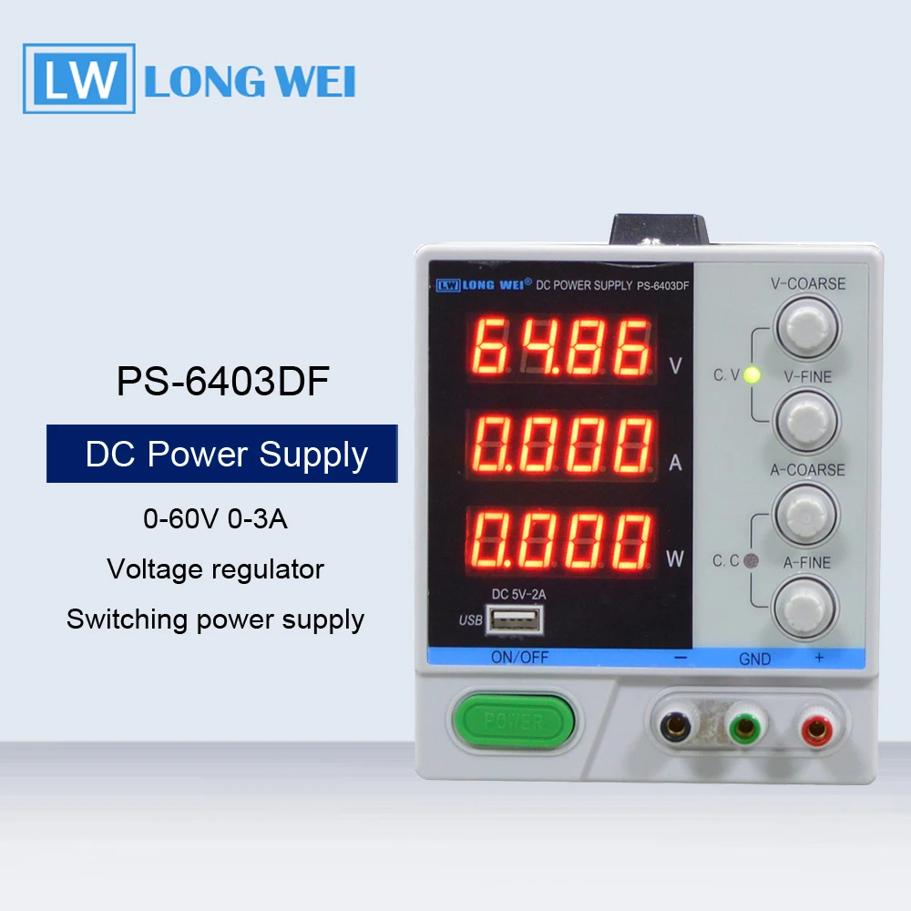 PS-6403DF 60V3A 4 Digit Display Adjustable DC Power Supply Voltage Regulator Phone Repair Rework For Laboratory Power Supply
PS-6403DF 60V3A 4 Digit Display Adjustable DC Power Supply Voltage Regulator Phone Repair Rework For Laboratory Power Supply