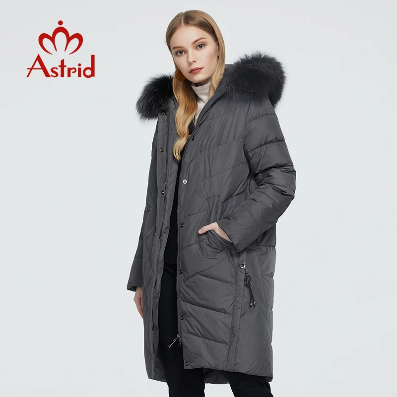 

Astrid 2022 New Winter Women's coat women long warm parka Jacket with fox fur hooded Bio-Down female clothing New Design 9172