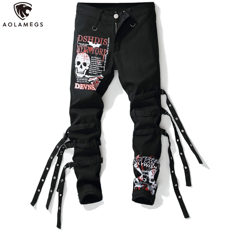 Aolamegs Jeans Men Hip Hop Cool Picture Print Denim Pants Ribbons Casual Slim Fit Trousers Spring High Street Fashion Streetwear
Aolamegs Jeans Men Hip Hop Cool Picture Print Denim Pants Ribbons Casual Slim Fit Trousers Spring High Street Fashion Streetwear