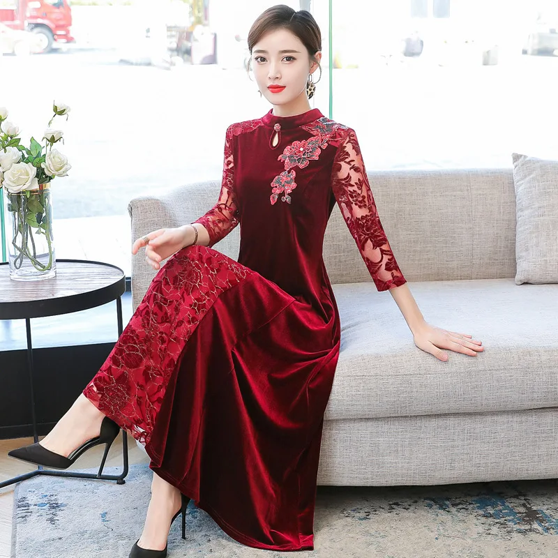 Gold Velvet Large Size Kuotaitai Formal One-piece Dress 2020 New Style Spring Clothing Women's Elegant Mid-length Chorus Costume
Gold Velvet Large Size Kuotaitai Formal One-piece Dress 2020 New Style Spring Clothing Women's Elegant Mid-length Chorus Costume