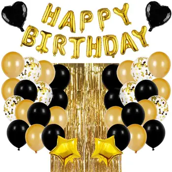 Gold 16" Happy Birthday Letter Balloon Set, Black Balloon Sequins Party Prom Supplies Set, Birthday Party Decoration Balloon Set
Gold 16" Happy Birthday Letter Balloon Set, Black Balloon Sequins Party Prom Supplies Set, Birthday Party Decoration Balloon Set