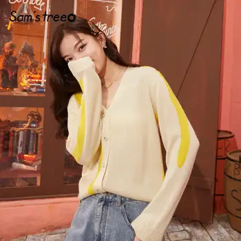 SAM'S TREE Apricot Solid Single Breasted Knit Women Cardigan Sweaters 2020 Spring Colorblock Long Sleeve Korean Girly Daily Tops
SAM'S TREE Apricot Solid Single Breasted Knit Women Cardigan Sweaters 2020 Spring Colorblock Long Sleeve Korean Girly Daily Tops