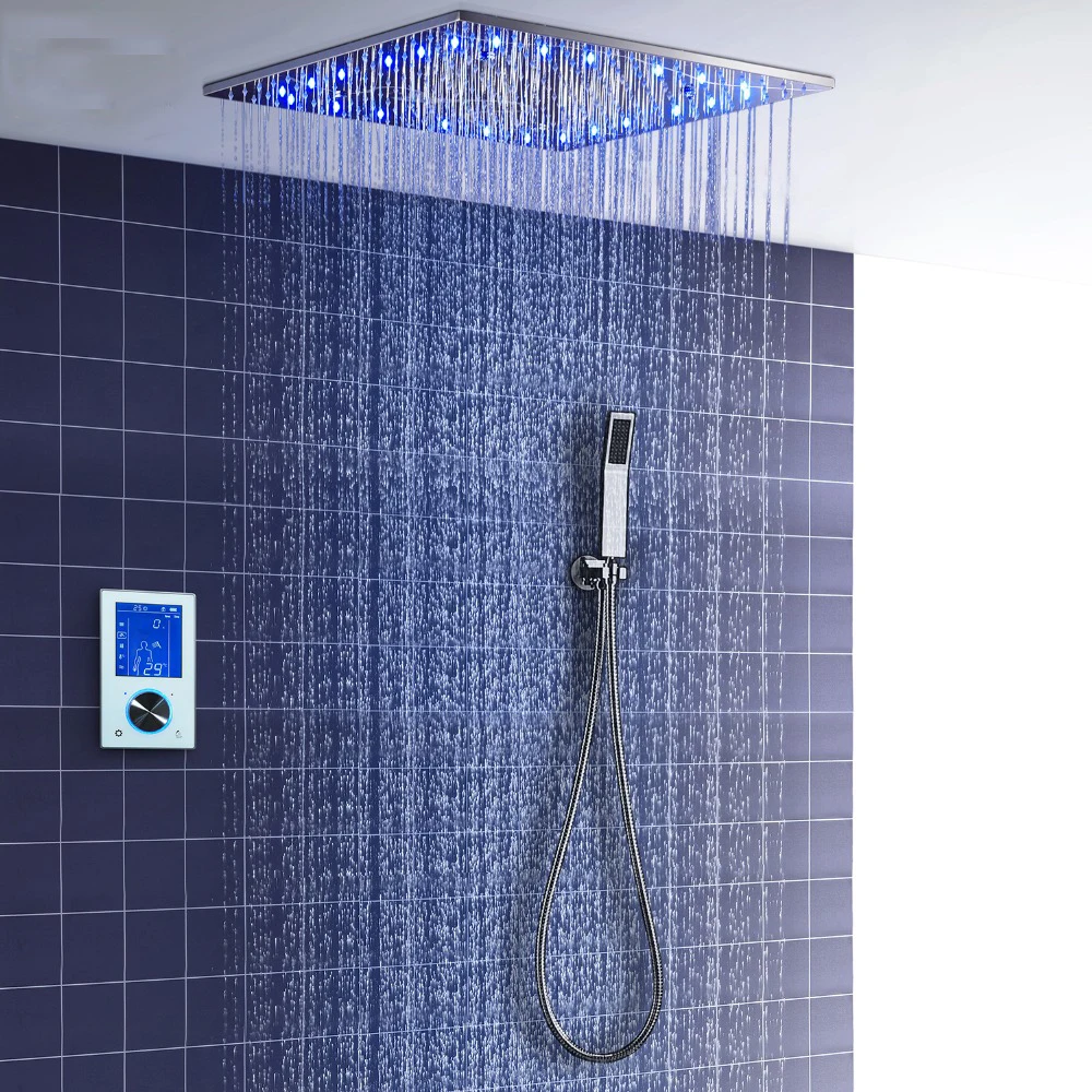3Jets LED Intelligent Digital Display Rain Shower Set Installed in Wall 20" SPA Mist Rainfall Thermostatic Touch Panel Mixer
3Jets LED Intelligent Digital Display Rain Shower Set Installed in Wall 20" SPA Mist Rainfall Thermostatic Touch Panel Mixer