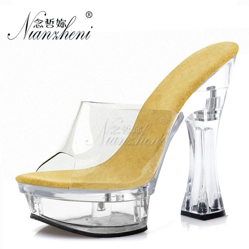 6 Inch High Stripper Heeled Pole Dance Shoes Thick Platform 14CM Spool Heels Clear Crystal Concise Wedding Womens Slippers Party
6 Inch High Stripper Heeled Pole Dance Shoes Thick Platform 14CM Spool Heels Clear Crystal Concise Wedding Womens Slippers Party
