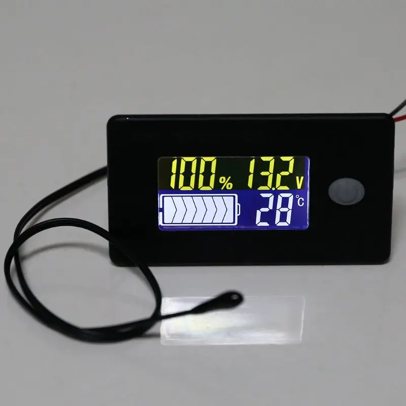 

DC 10V~100V Li-ion Lifepo4 Lead acid Battery Capacity Indicator Digital Voltmeter Tester Temperature Monitor 12V 24V 36V 48V 96V