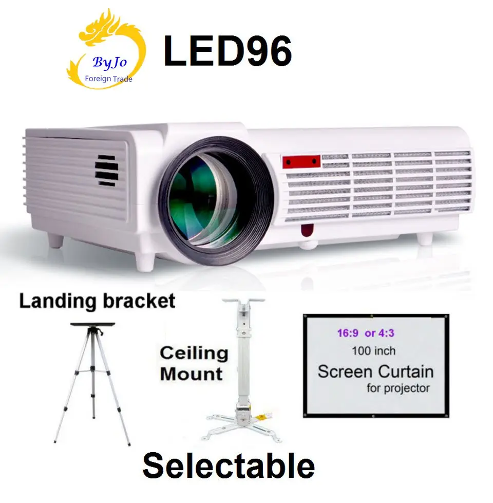 LED96 Projector Video HDMI USB DVB-T 5500 Lumens Full HD 1080P Home Theater 3D LED projector+Screen curtain or Ceiling Mount
LED96 Projector Video HDMI USB DVB-T 5500 Lumens Full HD 1080P Home Theater 3D LED projector+Screen curtain or Ceiling Mount