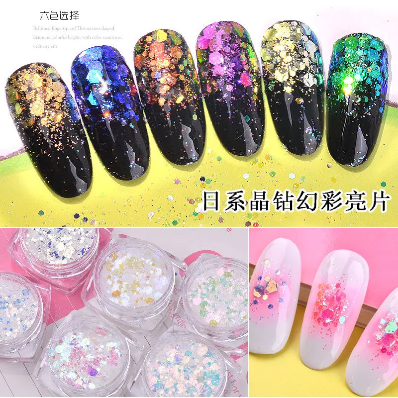 nail sequins super-flash thick and thin mixed flash powder phantom combination sequins DIY phototherapy nail decoration
nail sequins super-flash thick and thin mixed flash powder phantom combination sequins DIY phototherapy nail decoration