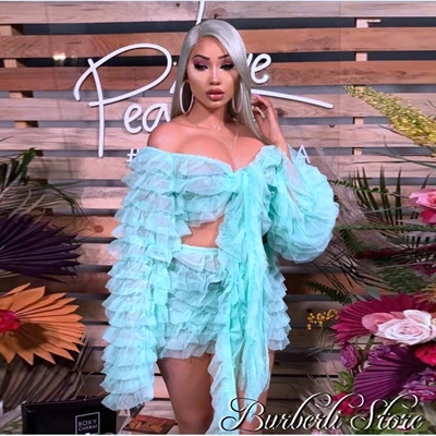 Real Image Turquoise Tiered Ruffles Tulle Short 2 Pieces Women Dresses Summer Pretty Mini Formal Party Dresses Vestido De Mujer
Real Image Turquoise Tiered Ruffles Tulle Short 2 Pieces Women Dresses Summer Pretty Mini Formal Party Dresses Vestido De Mujer