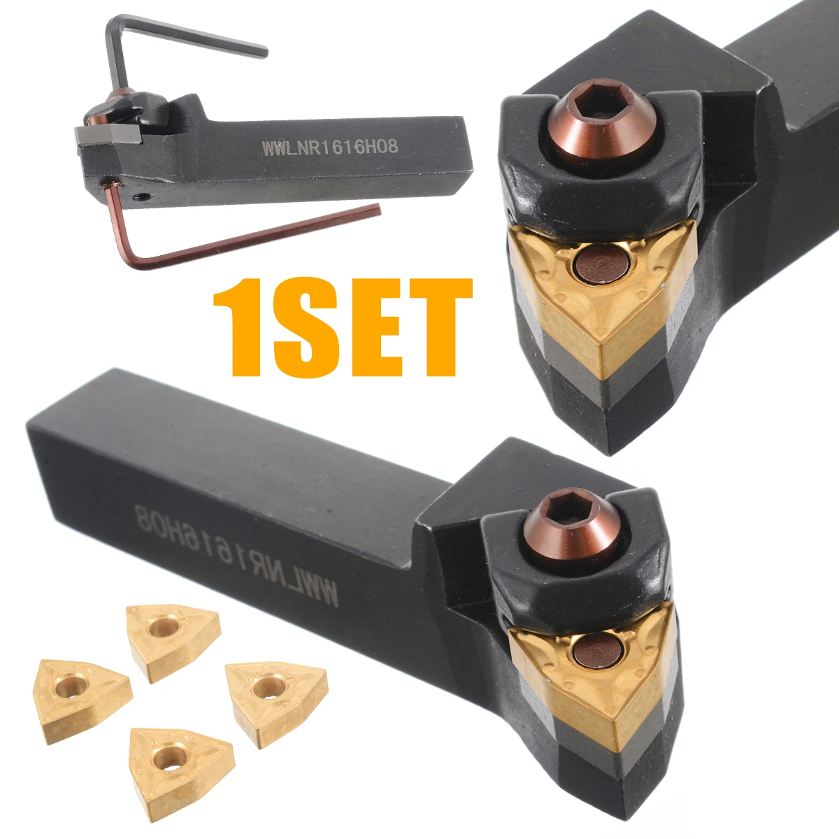 1Pcs WWLNR1616H08 Turning Tool Lathe Boring Bar + 4Pcs WNMG0804 Steel Inserts with Wrenches For Lathe Machine Tools
1Pcs WWLNR1616H08 Turning Tool Lathe Boring Bar + 4Pcs WNMG0804 Steel Inserts with Wrenches For Lathe Machine Tools