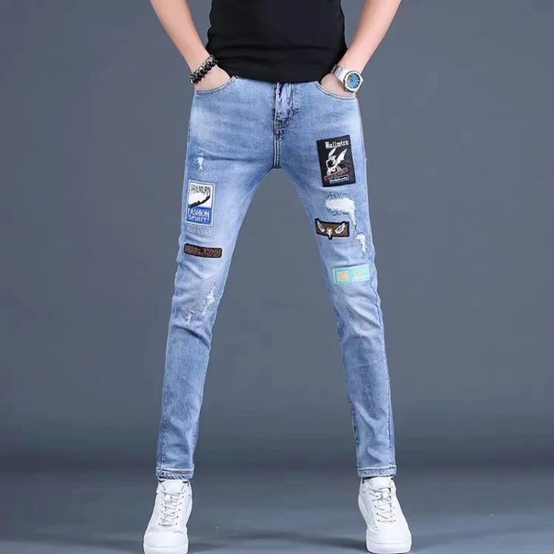 Men’s High Quality Slim-fit Blue Jeans,Stretch Ripped Denim Pants,Scratches&Embroidery Decors Jeans,Youth Fashion Must;
Men’s High Quality Slim-fit Blue Jeans,Stretch Ripped Denim Pants,Scratches&Embroidery Decors Jeans,Youth Fashion Must;