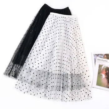 2020 New Summer Style Polka Dot Holiday Beach Women Skirt High Waist Slim A-Line Mesh Skirt Fresh Korean Tutu Skirt Faldas Saias
2020 New Summer Style Polka Dot Holiday Beach Women Skirt High Waist Slim A-Line Mesh Skirt Fresh Korean Tutu Skirt Faldas Saias