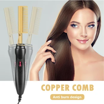 Copper Comb Electro-thermal 1 Minute Warm-up Quick Styling Multifunctional Hair Straightener Brush Curling Iron hot comb Irons
Copper Comb Electro-thermal 1 Minute Warm-up Quick Styling Multifunctional Hair Straightener Brush Curling Iron hot comb Irons