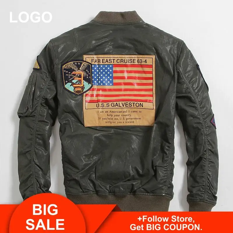 2020 Men Green USAF Military Pilot Leather Jacket Large Szie 6XL Genuine Sheepskin Autumn Slim Fit Aviator Leather Coat
2020 Men Green USAF Military Pilot Leather Jacket Large Szie 6XL Genuine Sheepskin Autumn Slim Fit Aviator Leather Coat