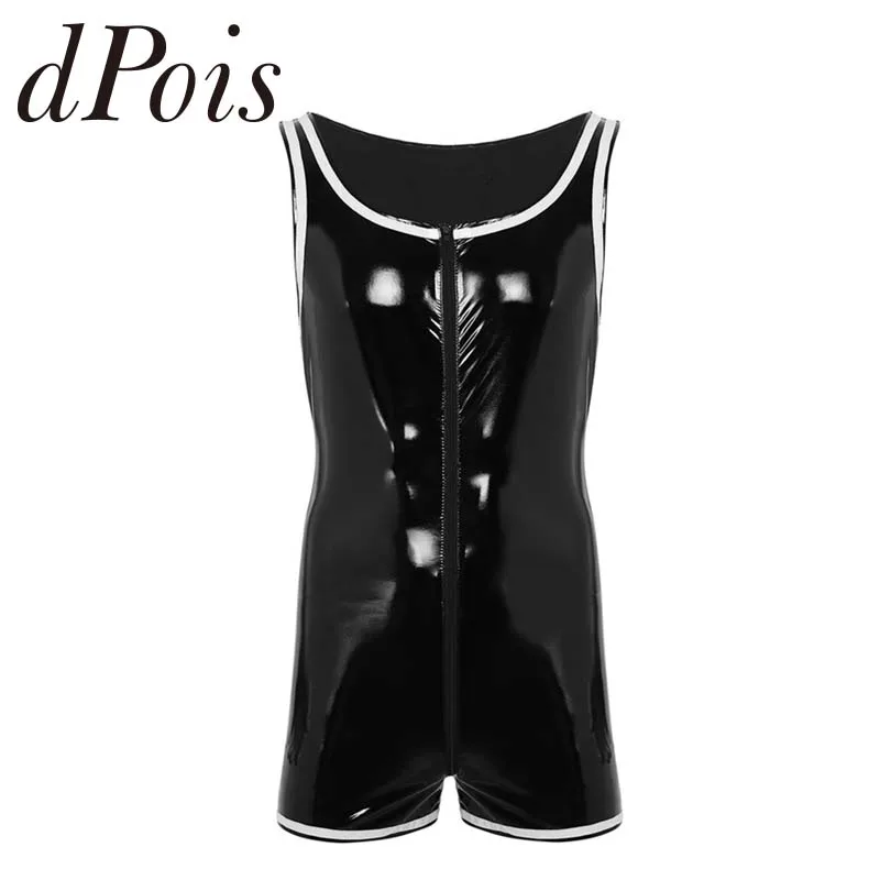 Men Clubwear Wet Look Patent Leather Lingerie Sleeveless Front Zipper Boxer Briefs Leotard Bodysuit Jumpsuit One Piece Nightwear
Men Clubwear Wet Look Patent Leather Lingerie Sleeveless Front Zipper Boxer Briefs Leotard Bodysuit Jumpsuit One Piece Nightwear