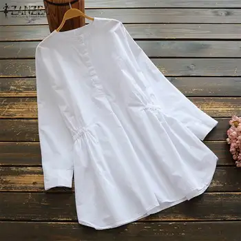ZANZEA 2020 Women Elastic Waist Shirts Casual Solid Long Sleeve Blouse Cotton O Neck Buttons Tunic Tops Loose Blusas Plus Size 
ZANZEA 2020 Women Elastic Waist Shirts Casual Solid Long Sleeve Blouse Cotton O Neck Buttons Tunic Tops Loose Blusas Plus Size