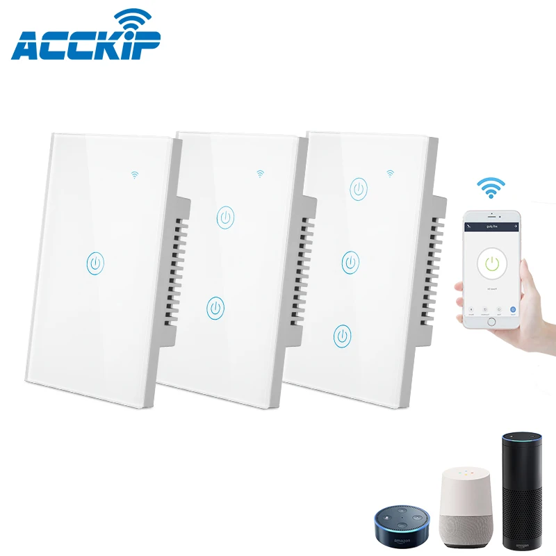 ACCKIP US Smart Wifi Wall Switch 1/2/3 Gang WiFi APP Remote Control Smart Home Touch Switch Works with Alexa Google Home
ACCKIP US Smart Wifi Wall Switch 1/2/3 Gang WiFi APP Remote Control Smart Home Touch Switch Works with Alexa Google Home
