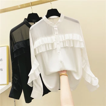 Ruffle Bllouse Woman Stand-Collar Chiffon Shirt Women's 2020 Spring and Summer Long Sleeve Blouses Tops Holiday Beach Top Blusas
Ruffle Bllouse Woman Stand-Collar Chiffon Shirt Women's 2020 Spring and Summer Long Sleeve Blouses Tops Holiday Beach Top Blusas