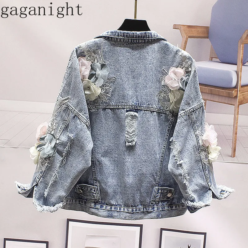 Gaganight Hole Appliques Autumn Women Denim Jacket Flower Frayed Vintage Jeans Jackets Casual Loose Short Coat Female Outwear
Gaganight Hole Appliques Autumn Women Denim Jacket Flower Frayed Vintage Jeans Jackets Casual Loose Short Coat Female Outwear