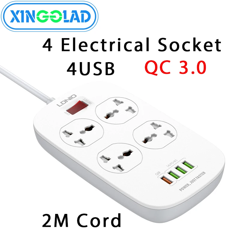 QC 3.0 18W 3.4A 4 Port USB Fast Charging 4 Outlet Universal Electrical Power Strip Extension Socket Network Filter 2M Cord Cable
QC 3.0 18W 3.4A 4 Port USB Fast Charging 4 Outlet Universal Electrical Power Strip Extension Socket Network Filter 2M Cord Cable