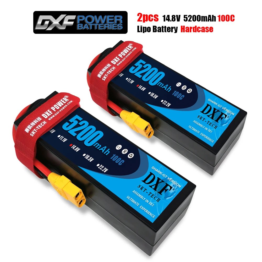 DXF Lipo Battery 2PCS 4S 14.8V 5200MAH 100C MAX 200C HardCase T/XT60 For Rc Helicopter Car Boat drone truck quadcopter Traxx
DXF Lipo Battery 2PCS 4S 14.8V 5200MAH 100C MAX 200C HardCase T/XT60 For Rc Helicopter Car Boat drone truck quadcopter Traxx